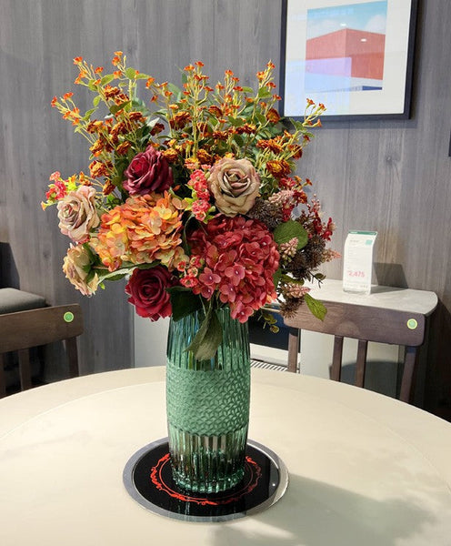 Modern Artificial Floral Arrangement for Bedroom, Large Bunch of Autumn Flowers Arrangement Interior Design, Creative Faux Silk Floral Bouquet Table Centerpiece-Silvia Home Craft