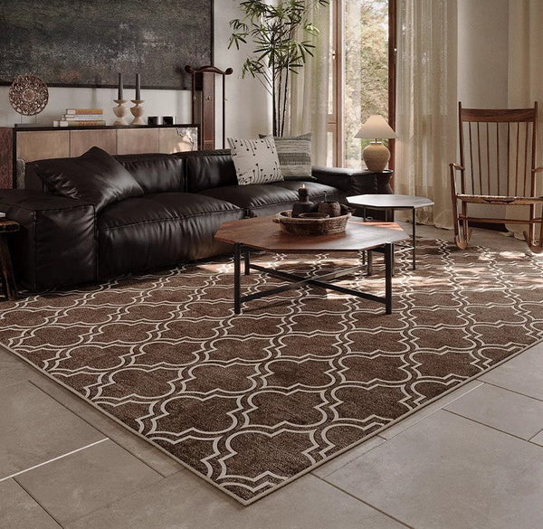 Abstract Contemporary Modern Rugs for Living Room, Extra Large Modern Rugs for Bedroom, Geometric Modern Rug Placement Ideas-Silvia Home Craft