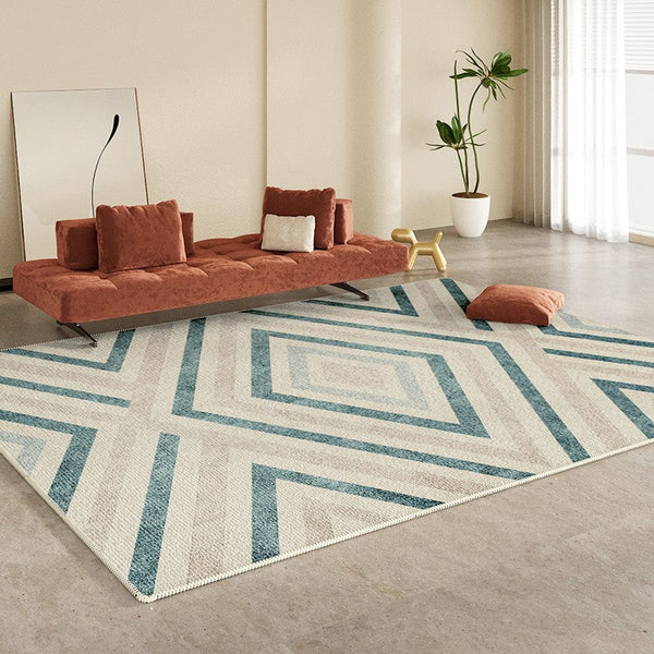 Abstract Contemporary Modern Rugs for Living Room, Geometric Modern Rug Placement Ideas for Dining Room, Large Modern Rugs for Bedroom-Silvia Home Craft