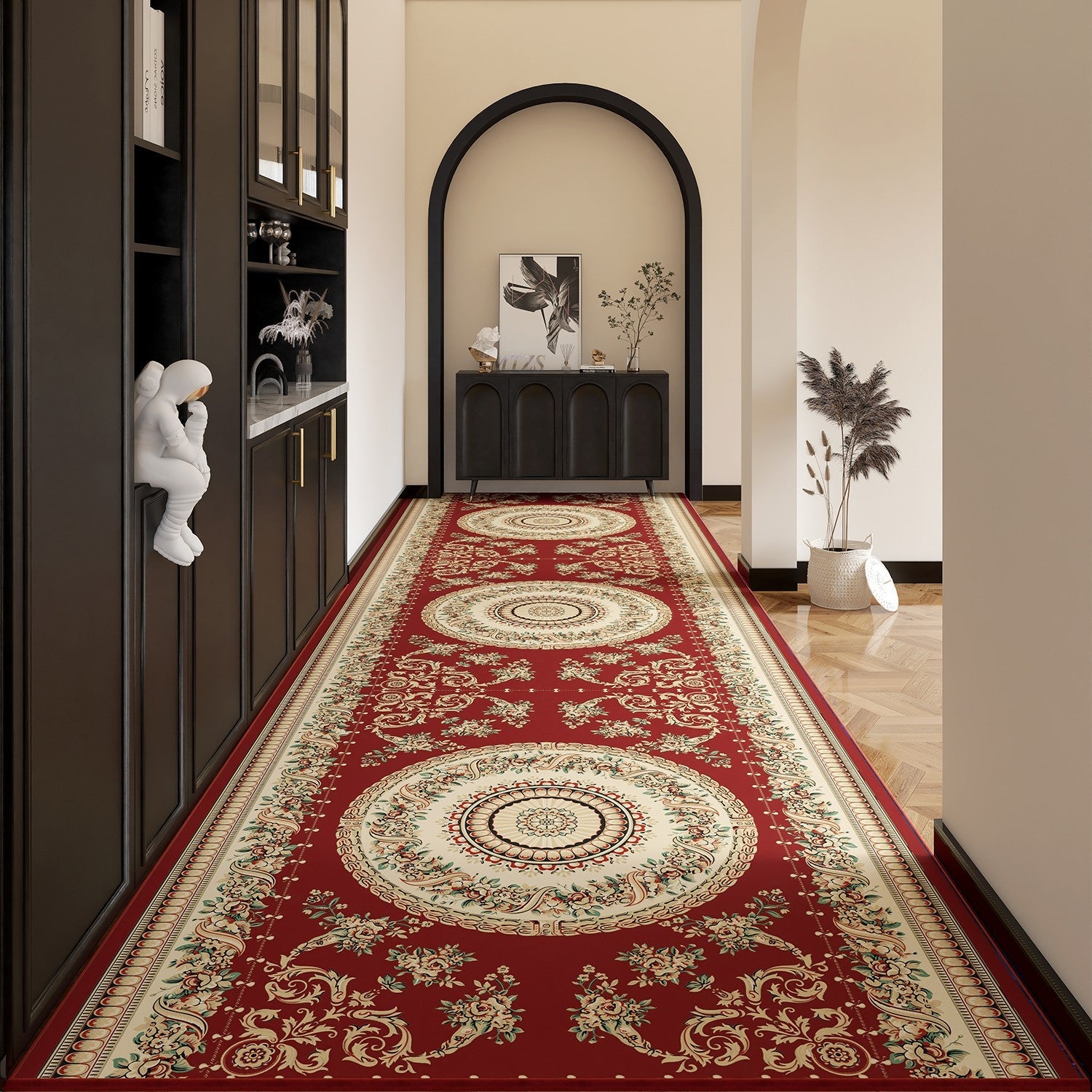 Washable Entryway Runner Rug Ideas, Bedside Runner Rugs, Non Slip Entrance Runner Rugs, Traditional Red Persian Long Narrow Runner Rugs, Extra Long Hallway Runners-Silvia Home Craft