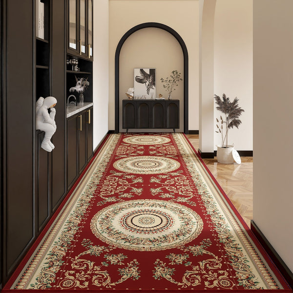 Washable Entryway Runner Rug Ideas, Bedside Runner Rugs, Non Slip Entrance Runner Rugs, Traditional Red Persian Long Narrow Runner Rugs, Extra Long Hallway Runners-Silvia Home Craft