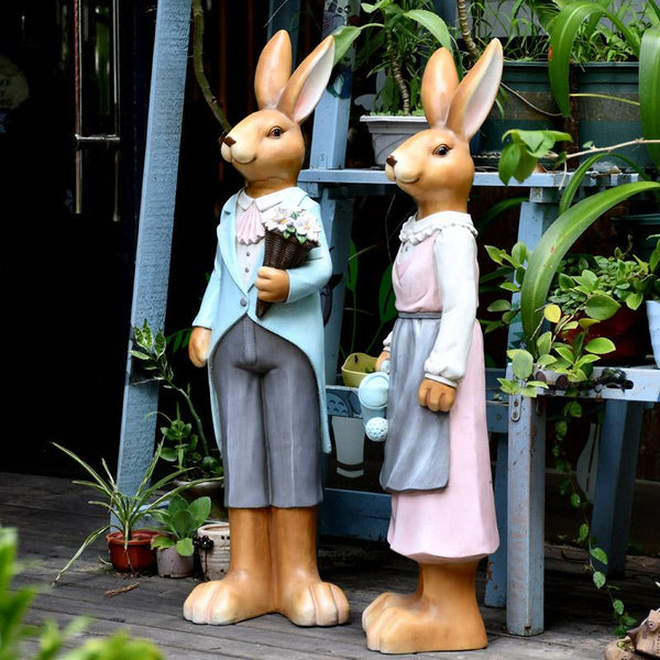 Extra Large Rabbit Couple Statue, Rabbit Statues, Animal Statue for Garden Ornament, Villa Courtyard Decor, Outdoor Decoration, Garden Ideas-Silvia Home Craft