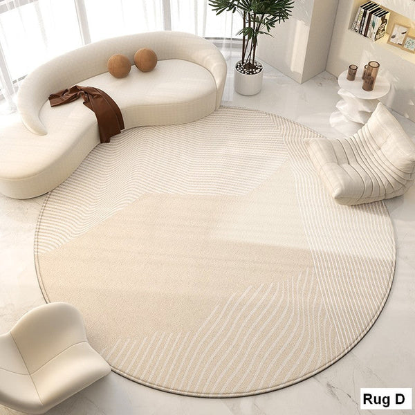 Large Modern Rugs for Living Room, Contemporary Modern Area Rugs for Bedroom, Geometric Round Rugs for Dining Room, Circular Modern Rugs under Chairs-Silvia Home Craft