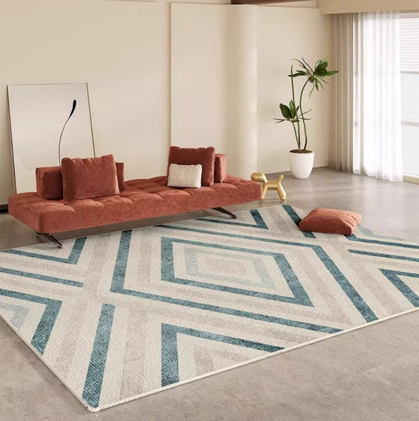 Abstract Contemporary Modern Rugs for Living Room, Geometric Modern Rug Placement Ideas for Dining Room, Large Modern Rugs for Bedroom-Silvia Home Craft