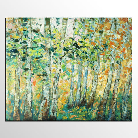 Autumn Tree Painting, Original Wall Art, Landscape Painting, Custom Heavy Texture Wall Art-Silvia Home Craft