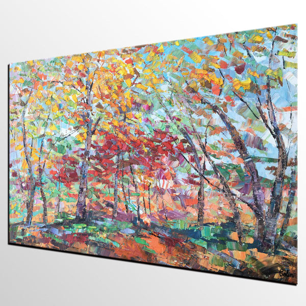 Canvas Wall Art, Birch Tree Painting, Landscape Art, Custom Art Painting for Living Room-Silvia Home Craft