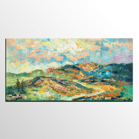 Landscape Painting, Autumn Mountain Painting, Original Wall Art, Custom Canvas Art, Original Artwork, Canvas Painting, Oil Painting-Silvia Home Craft