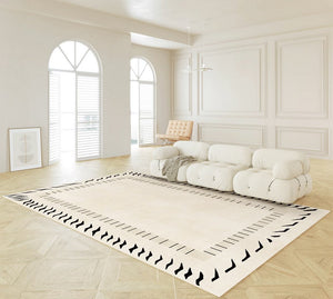 Cream Color Modern Carpets for Living Room, Thick Contemporary Rugs for Bedroom, Modern Rugs for Dining Room, Mid Century Modern Rugs Next to Bed-Silvia Home Craft