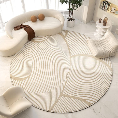 Contemporary Modern Rug for Living Room, Geometric Round Rugs for Dining Room, Modern Area Rugs for Bedroom, Circular Modern Rugs under Chairs-Silvia Home Craft