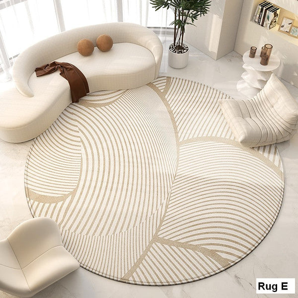 Bedroom Modern Round Rugs, Circular Modern Rugs under Chairs, Dining Room Contemporary Round Rugs, Geometric Modern Rug Ideas for Living Room-Silvia Home Craft