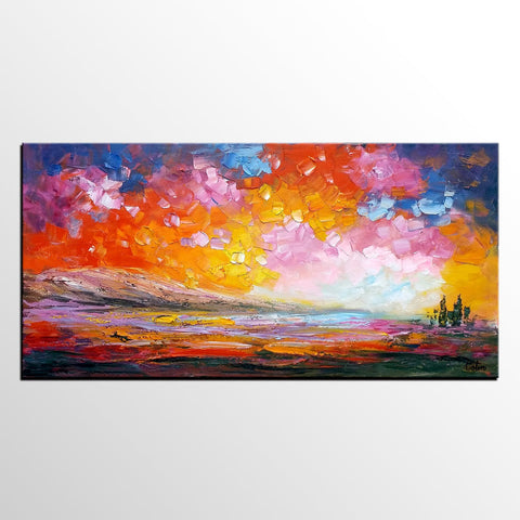 Abstract Landscape Paintings, Original Oil Painting, Custom Canvas Painting, Oil Painting for Sale-Silvia Home Craft