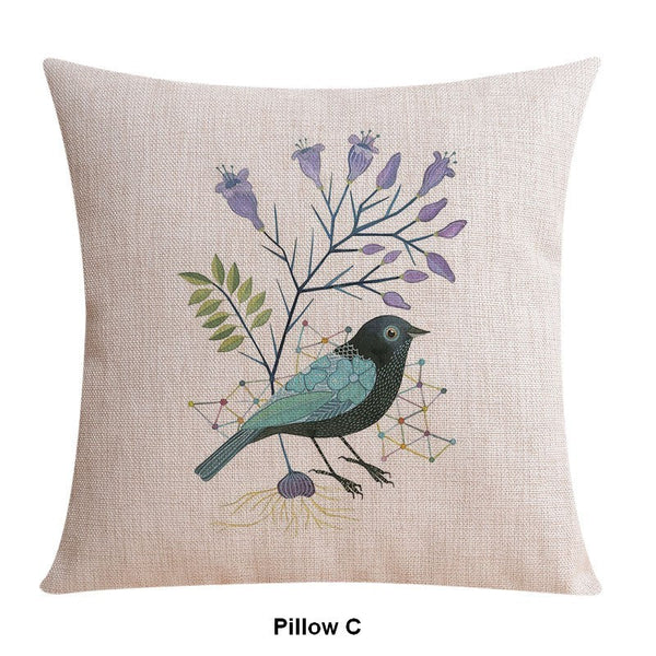 Simple Decorative Pillow Covers, Decorative Sofa Pillows for Living Room, Love Birds Throw Pillows for Couch, Singing Birds Decorative Throw Pillows-Silvia Home Craft