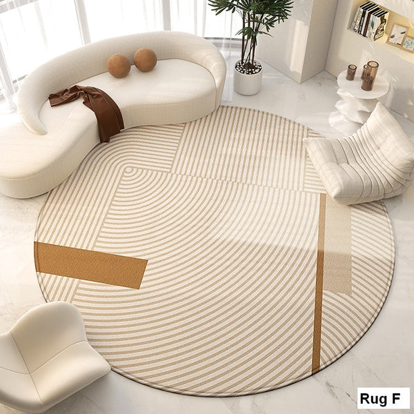 Contemporary Modern Rug for Living Room, Geometric Round Rugs for Dining Room, Modern Area Rugs for Bedroom, Circular Modern Rugs under Chairs-Silvia Home Craft