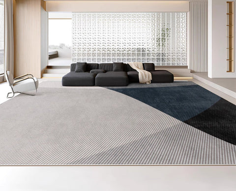 Modern Rugs for Living Room, Contemporary Rugs for Dining Room, Blue Contemporary Modern Rugs, Geometric Contemporary Rugs Next to Bed-Silvia Home Craft