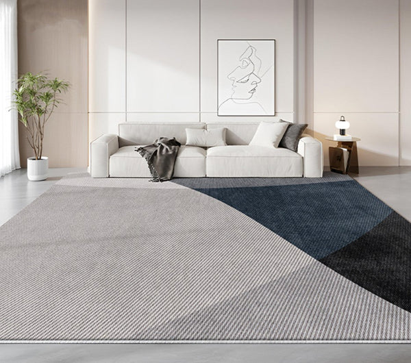 Blue Contemporary Modern Rugs, Geometric Contemporary Rugs Next to Bed, Modern Rugs for Living Room, Contemporary Rugs for Dining Room-Silvia Home Craft