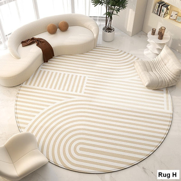 Abstract Modern Area Rugs for Bedroom, Circular Modern Rugs under Chairs, Geometric Round Rugs for Dining Room, Contemporary Modern Rug for Living Room-Silvia Home Craft