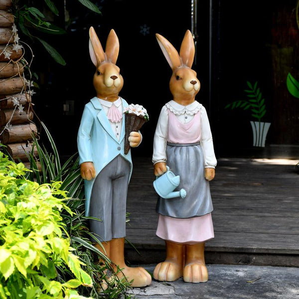 Extra Large Rabbit Couple Statue, Rabbit Statues, Animal Statue for Garden Ornament, Villa Courtyard Decor, Outdoor Decoration, Garden Ideas-Silvia Home Craft