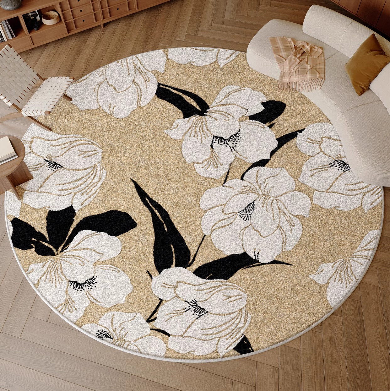 Bedroom Abstract Modern Area Rugs, Circular Modern Rugs under Chairs, Geometric Round Rugs for Dining Room, Contemporary Modern Rug for Living Room-Silvia Home Craft