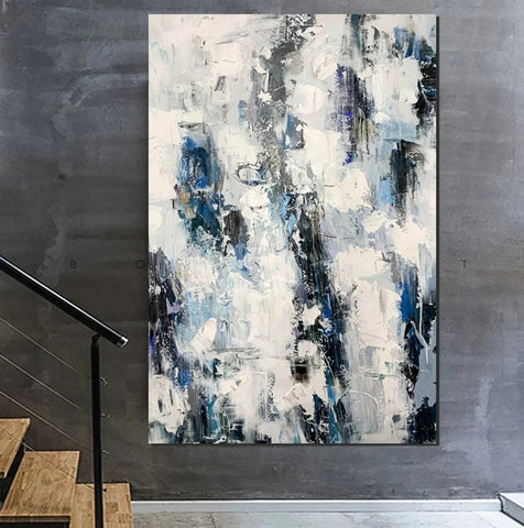 Modern Paintings Behind Sofa, Abstract Paintings for Dining Room, Buy Paintings Online, Palette Knife Canvas Art, Impasto Wall Art-Silvia Home Craft