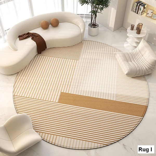 Contemporary Modern Rug for Living Room, Geometric Round Rugs for Dining Room, Modern Area Rugs for Bedroom, Circular Modern Rugs under Chairs-Silvia Home Craft