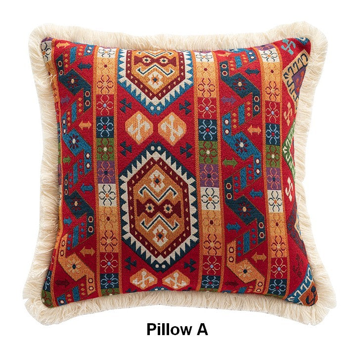 Oriental Throw Pillow for Couch, Bohemian Decorative Sofa Pillows for Bedroom, Geometric Decorative Throw Pillows for Living Room-Silvia Home Craft