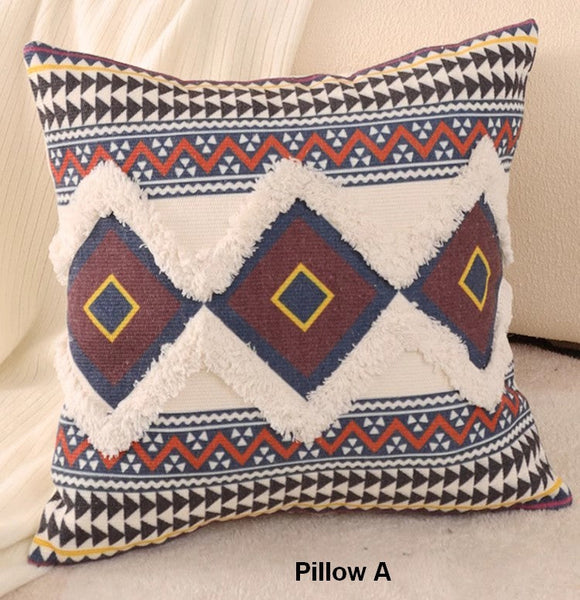 Oriental Decorative Throw Pillows for Living Room, Square Pillows for Couch, Geometric Modern Pillow Covers, Bohemian Decorative Sofa Pillows-Silvia Home Craft