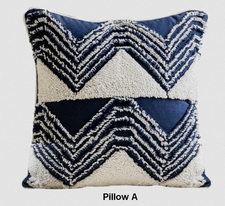 Blue Square Modern Decorative Pillows for Couch, Contemporary Modern Sofa Pillows, Modern Decorative Pillows for Bedroom, Decorative Pillow Covers-Silvia Home Craft