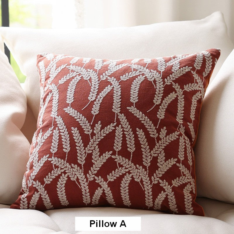 Decorative Pillows for Couch, Farmhouse Sofa Decorative Pillows, Wheat Stalk Pumpkin Decorative Throw Pillows, Embroider Cotton Pillow Covers-Silvia Home Craft