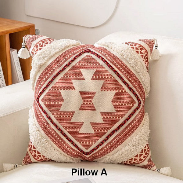 Bohemian Decorative Sofa Pillows, Geometric Modern Pillow Covers, Square Pillows for Couch, Oriental Decorative Throw Pillows for Living Room-Silvia Home Craft