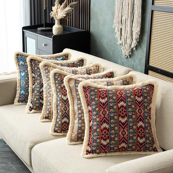 Bedroom Decorative Throw Pillows, Bohemian Decorative Sofa Pillows for Living Room, Extra Large Modern Geometric Pillows, Oriental Throw Pillow for Couch-Silvia Home Craft