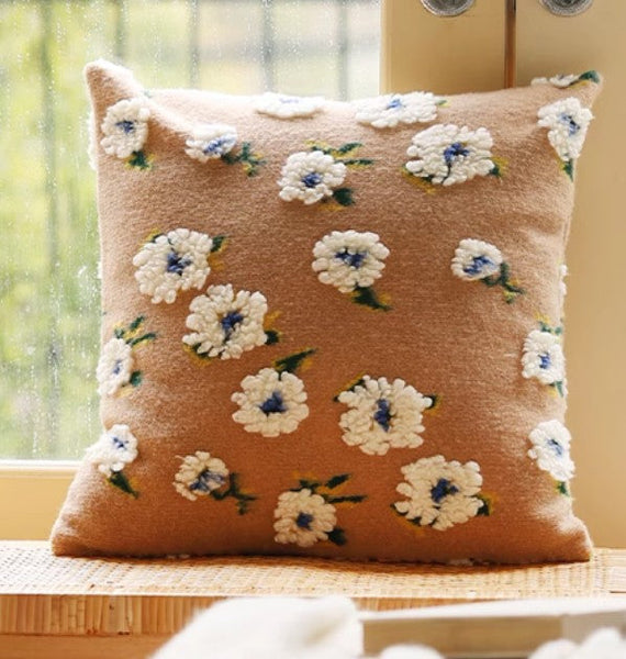 Contemporary Modern Sofa Pillows, Square Modern Throw Pillows for Couch, Flower Decorative Pillow Covers, Decorative Pillows for Bedroom-Silvia Home Craft