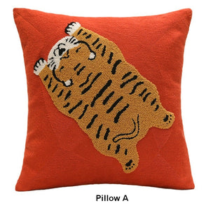 Contemporary Modern Sofa Pillow Covers, Square Modern Throw Pillows for Couch, Lovely Tiger Decorative Pillows for Children's Room, Decorative Pillows for Bedroom-Silvia Home Craft