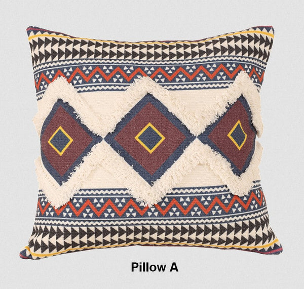 Oriental Decorative Throw Pillows for Living Room, Square Pillows for Couch, Geometric Modern Pillow Covers, Bohemian Decorative Sofa Pillows-Silvia Home Craft