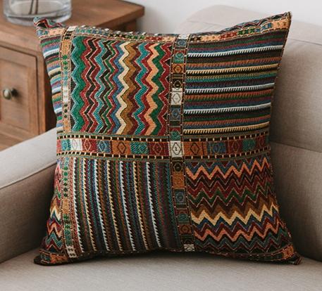 Geometric Pattern Chenille Throw Pillow for Couch, Bohemian Decorative Sofa Pillows, Decorative Throw Pillows for Living Room-Silvia Home Craft