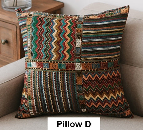 Geometric Pattern Chenille Throw Pillow for Couch, Bohemian Decorative Sofa Pillows, Decorative Throw Pillows for Living Room-Silvia Home Craft