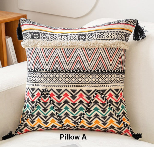 Oriental Square Pillows for Couch, Geometric Modern Pillows, Decorative Throw Pillows for Living Room, Bohemian Decorative Sofa Pillows-Silvia Home Craft