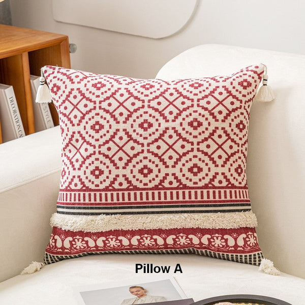 Modern Square Pillows for Couch, Contemporary Pillow Covers, Oriental Decorative Throw Pillows for Bedroom, Bohemian Decorative Sofa Pillows-Silvia Home Craft