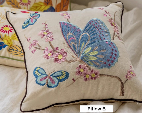 Butterfly Dragonfly Cotton and linen Pillow Cover, Modern Decorative Pillows for Couch, Decorative Throw Pillows for Living Room, Decorative Sofa Pillows-Silvia Home Craft