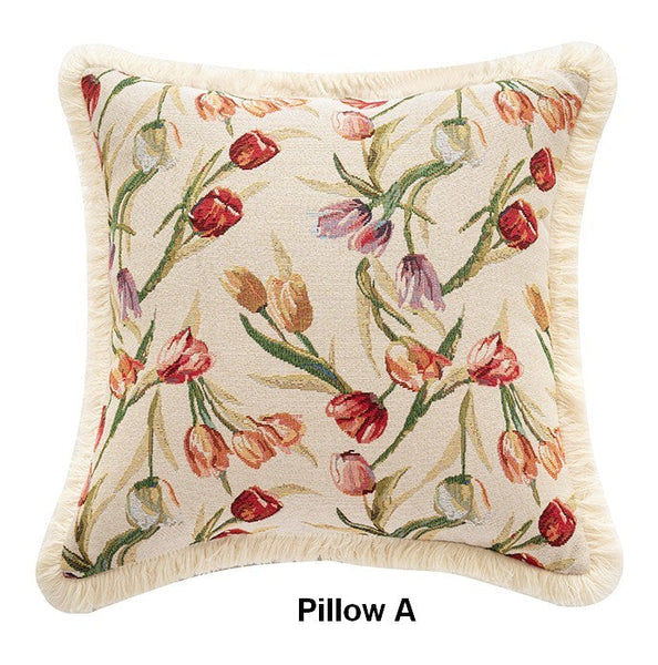 Tulip Flower Pillow Covers, Large Flower Decorative Pillows for Bedroom, Decorative Sofa Pillows for Couch, Farmhouse Decorative Pillows-Silvia Home Craft