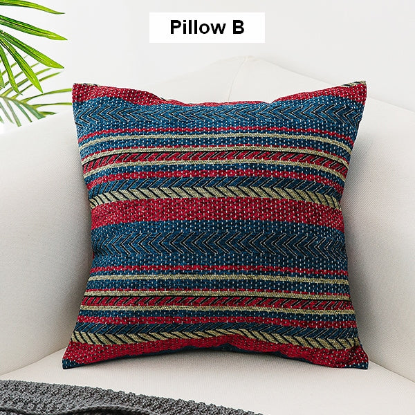 Oriental Throw Pillow for Couch, Bohemian Decorative Sofa Pillows, Geometric Pattern Chenille Throw Pillows-Silvia Home Craft