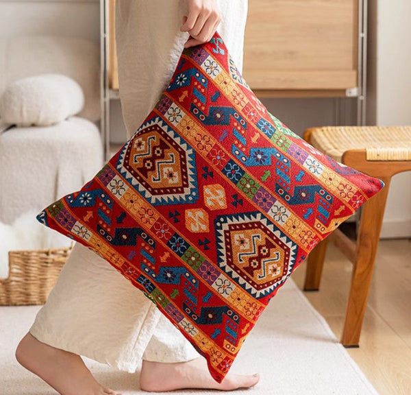 Bohemian Decorative Sofa Pillows, Extra Large Decorative Throw Pillows, Modern Sofa Pillows for Bedroom, Geometric Pattern Chenille Throw Pillow for Couch-Silvia Home Craft