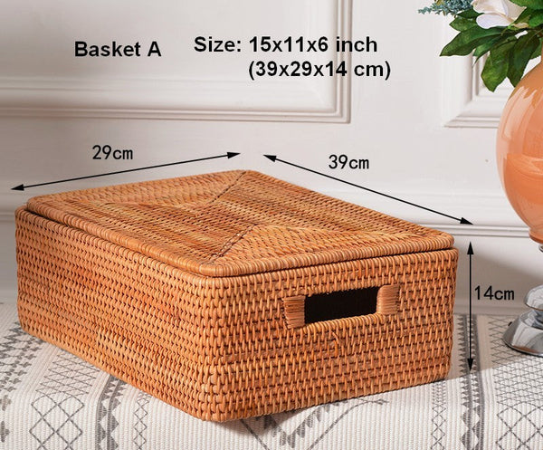 Storage Baskets for Toys, Rectangular Storage Basket for Shelves, Storage Basket with Lid, Storage Baskets for Bathroom, Storage Baskets for Clothes-Silvia Home Craft