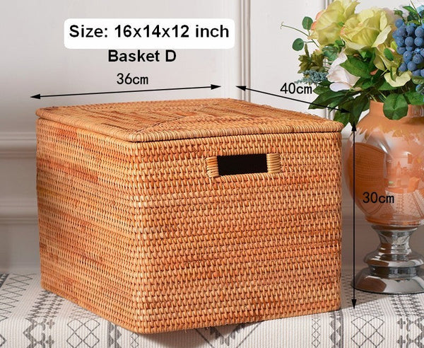 Storage Basket with Lid, Storage Baskets for Toys, Rectangular Storage Basket for Shelves, Storage Baskets for Bathroom, Storage Baskets for Clothes-Silvia Home Craft