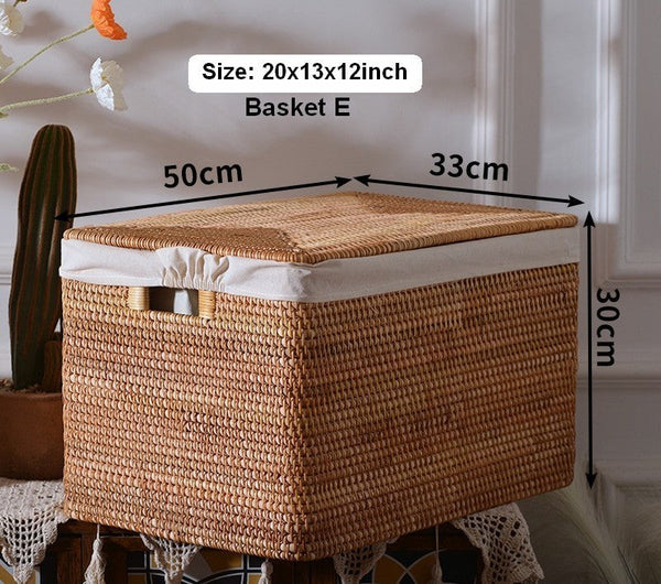 Storage Basket with Lid, Storage Baskets for Toys, Rectangular Storage Basket for Shelves, Storage Baskets for Bathroom, Storage Baskets for Clothes-Silvia Home Craft