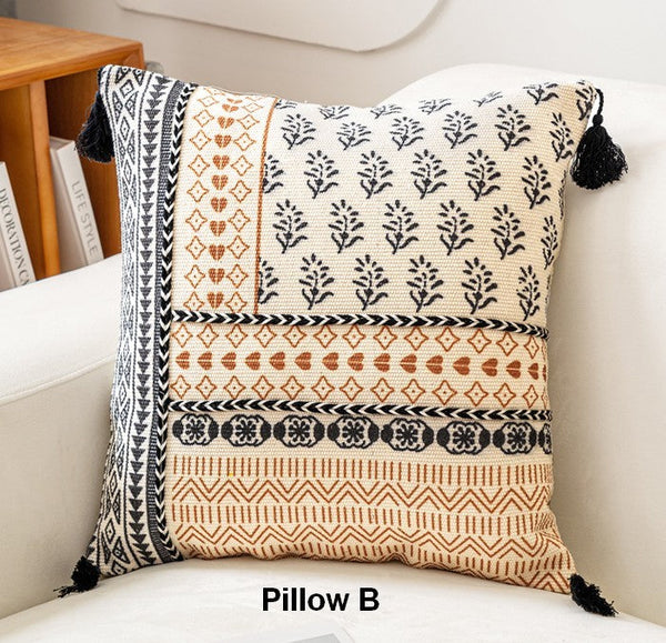 Oriental Square Pillows for Couch, Geometric Modern Pillows, Decorative Throw Pillows for Living Room, Bohemian Decorative Sofa Pillows-Silvia Home Craft