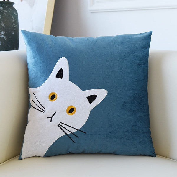 Lovely Cat Pillow Covers for Kid's Room, Modern Sofa Decorative Pillows, Cat Decorative Throw Pillows for Couch, Modern Decorative Throw Pillows-Silvia Home Craft