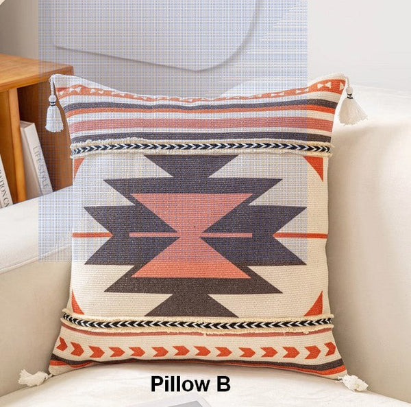 Bohemian Decorative Sofa Pillows, Geometric Modern Pillow Covers, Square Pillows for Couch, Oriental Decorative Throw Pillows for Living Room-Silvia Home Craft