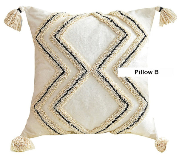 Beige Decorative Throw Pillows, Geometric Square Modern Throw Pillows for Couch, Contemporary Throw Pillow for Interior Design-Silvia Home Craft