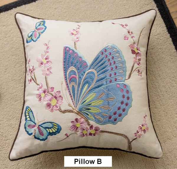 Butterfly Dragonfly Cotton and linen Pillow Cover, Modern Decorative Pillows for Couch, Decorative Throw Pillows for Living Room, Decorative Sofa Pillows-Silvia Home Craft