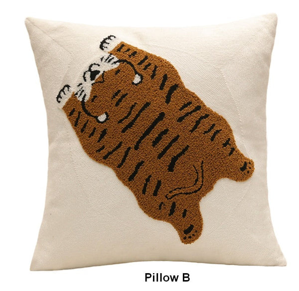 Lovely Tiger Decorative Pillows for Children's Room, Contemporary Modern Sofa Pillow Covers, Square Modern Throw Pillows for Couch, Decorative Pillows for Bedroom-Silvia Home Craft